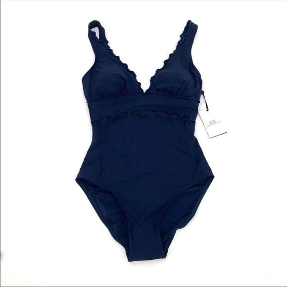 NWT DKNY Navy Blue One Piece Swimsuit Size 6 - Picture 3 of 8